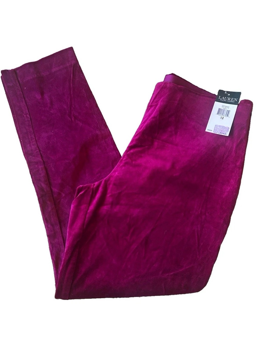 Lauren Ralph Lauren Velvet Dress Pants Women’s 12 Magenta Straight Leg NWT